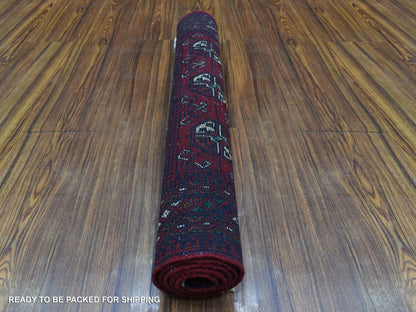 Tribal Tribal & Geometric hand-knotted wool rug in Red, 2'7" x 3'10" — SKU O072496 (view 4)
