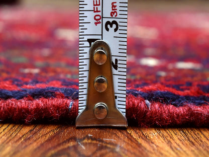 Tribal Tribal & Geometric hand-knotted wool rug in Red, 2'7" x 3'10" — SKU O072496 (view 5)