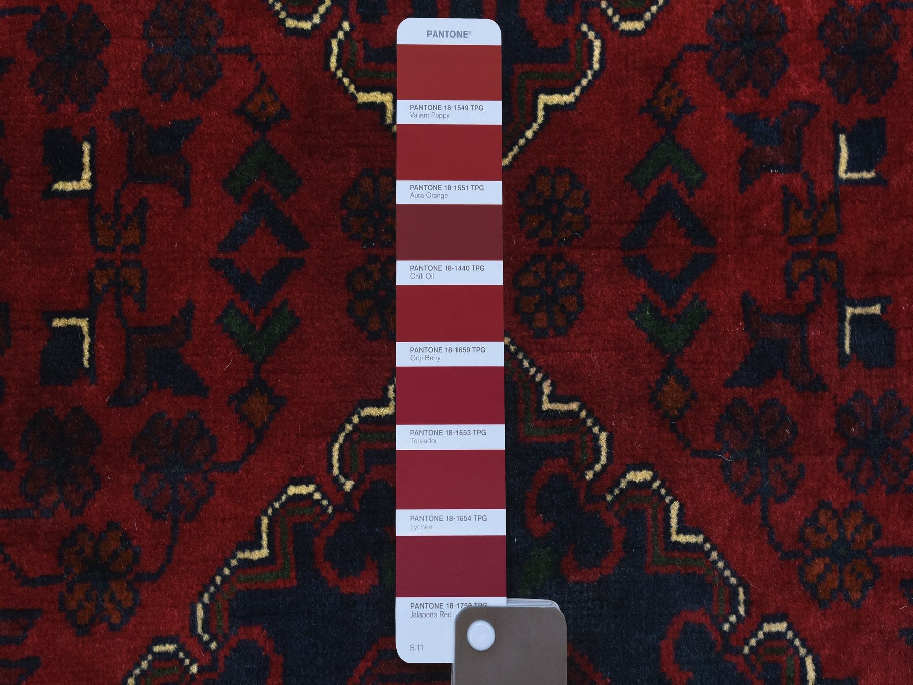 Tribal & Geometric hand-knotted wool runner in Red, 2'8" x 9'6" — SKU O072499 (view 3)