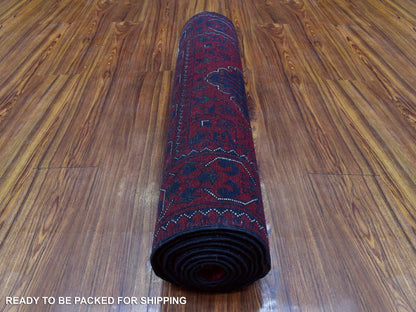 Tribal & Geometric hand-knotted wool runner in Red, 2'8" x 9'6" — SKU O072499 (view 4)