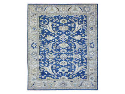 Blue 8'3" x 10'0" Oushak And Peshawar Hand knotted Wool Rug - Sku: O072533