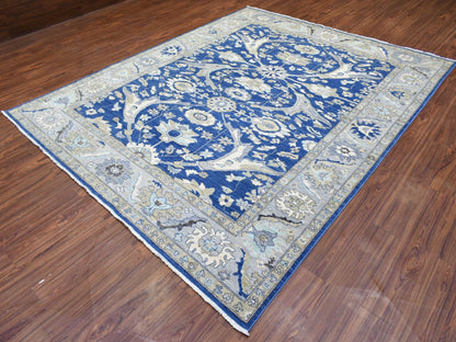 Blue 8'3" x 10'0" Oushak And Peshawar Hand knotted Wool Rug - Sku: O072533