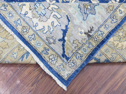 Blue 8'3" x 10'0" Oushak And Peshawar Hand knotted Wool Rug - Sku: O072533