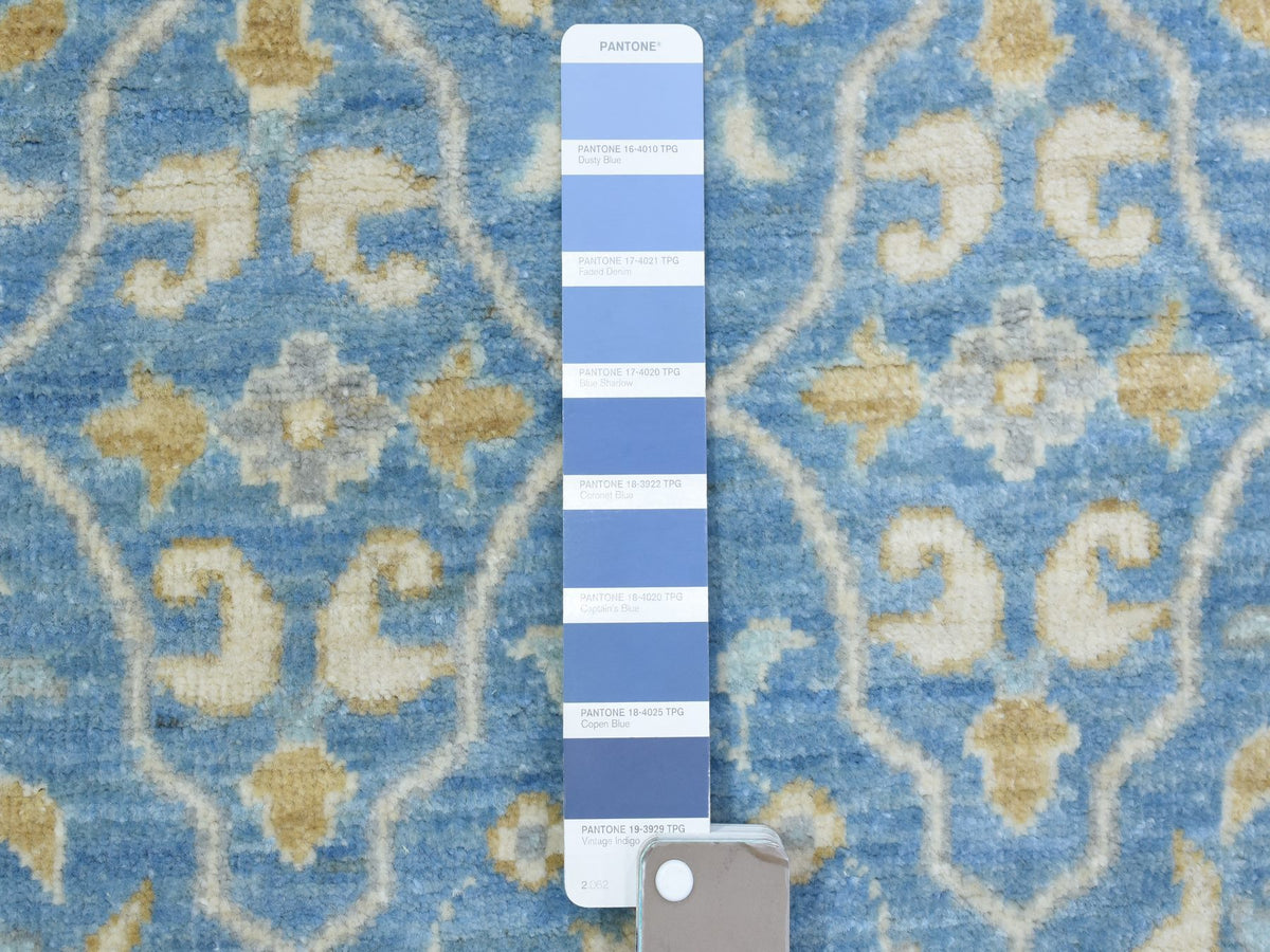 Mahal Oushak hand-knotted wool runner in Blue & Ivory, 2'7" x 7'7" — SKU O072538 (view 3)