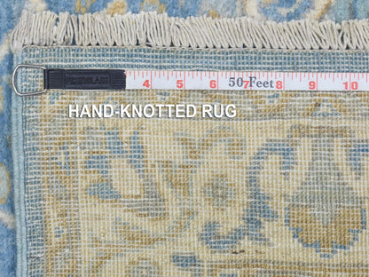 Blue 2'7" x 7'7" Oushak And Peshawar Hand knotted Wool Rug - Sku: O072538