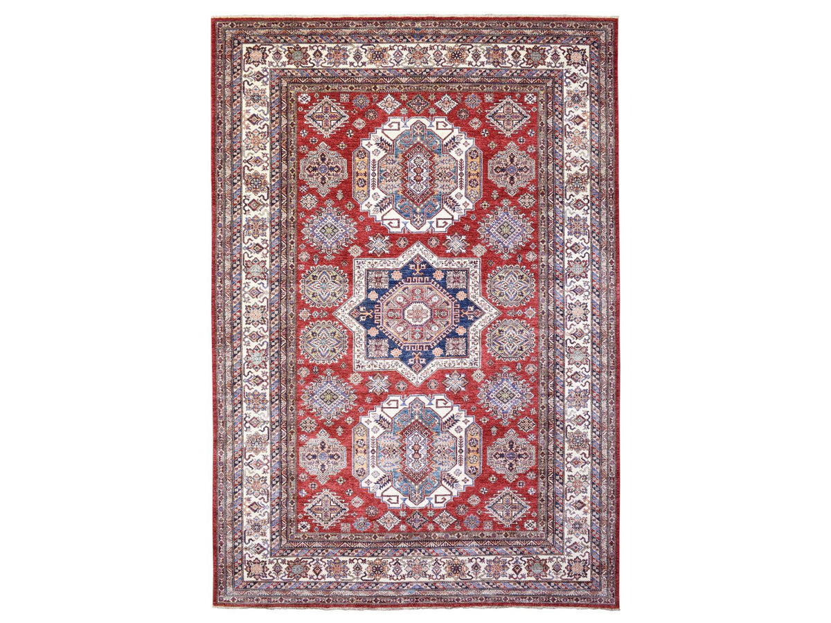 Kazak Kazak hand-knotted wool rug in Red & Ivory, 8'10" x 13' — SKU O072549