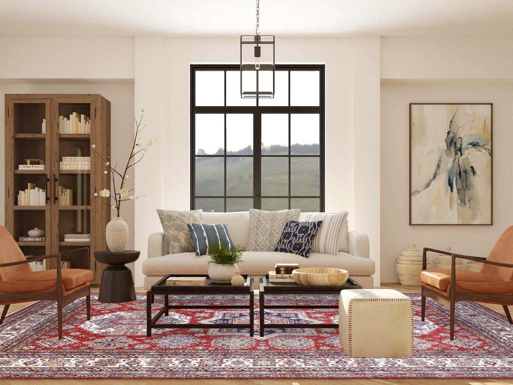 Kazak Kazak hand-knotted wool rug in Red & Ivory, 8'10" x 13' — SKU O072549 (view 2)