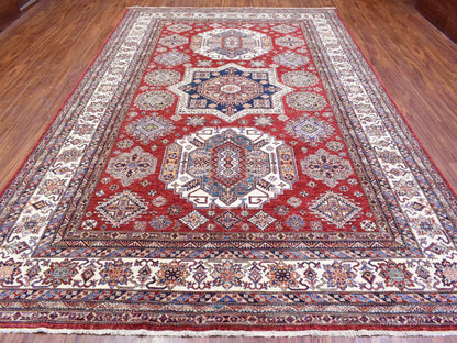 Kazak Kazak hand-knotted wool rug in Red & Ivory, 8'10" x 13' — SKU O072549 (view 3)