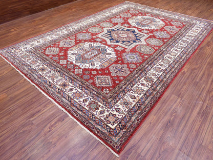 Kazak Kazak hand-knotted wool rug in Red & Ivory, 8'10" x 13' — SKU O072549 (view 4)