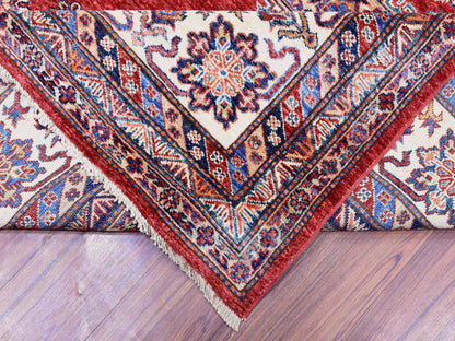 Kazak Kazak hand-knotted wool rug in Red & Ivory, 8'10" x 13' — SKU O072549 (view 7)