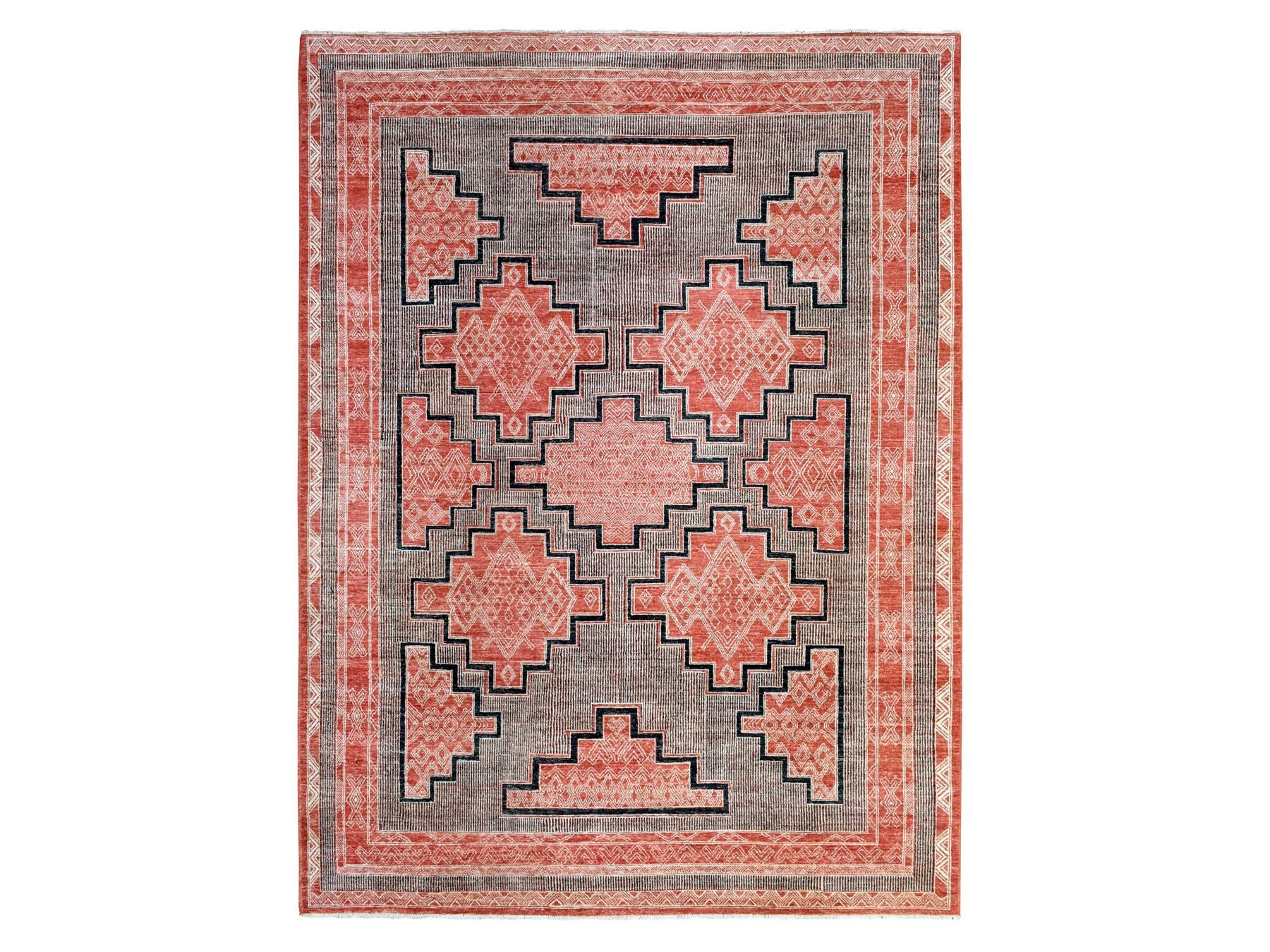 Peshawar Oushak hand-knotted wool rug in Red, 9' x 11'9" — SKU O072575