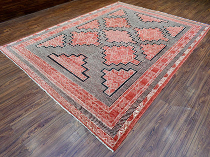 Peshawar Oushak hand-knotted wool rug in Red, 9' x 11'9" — SKU O072575 (view 3)