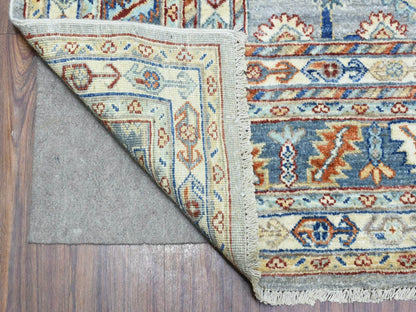 Ersari Tribal & Geometric hand-knotted wool rug in Gray & Light Blue, 7'10" x 9'6" — SKU O072577 (view 4)