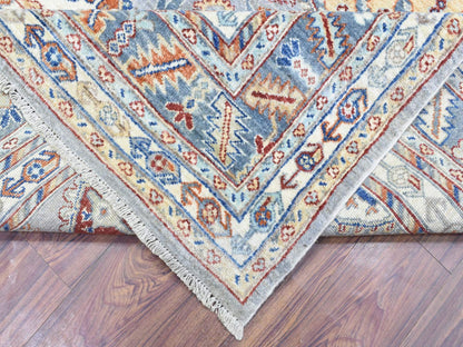 Ersari Tribal & Geometric hand-knotted wool rug in Gray & Light Blue, 7'10" x 9'6" — SKU O072577 (view 6)