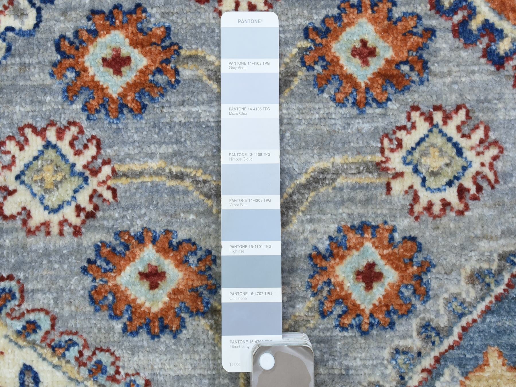 Ersari Tribal & Geometric hand-knotted wool rug in Gray & Light Blue, 7'10" x 9'6" — SKU O072577 (view 7)