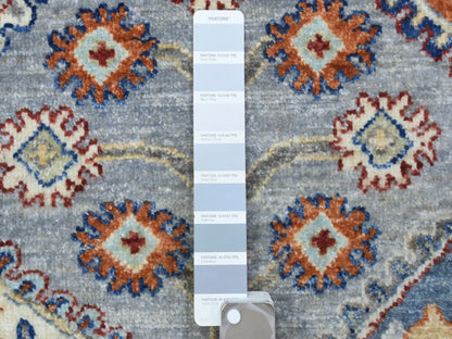 Ersari Tribal & Geometric hand-knotted wool rug in Gray & Light Blue, 7'10" x 9'6" — SKU O072577 (view 7)