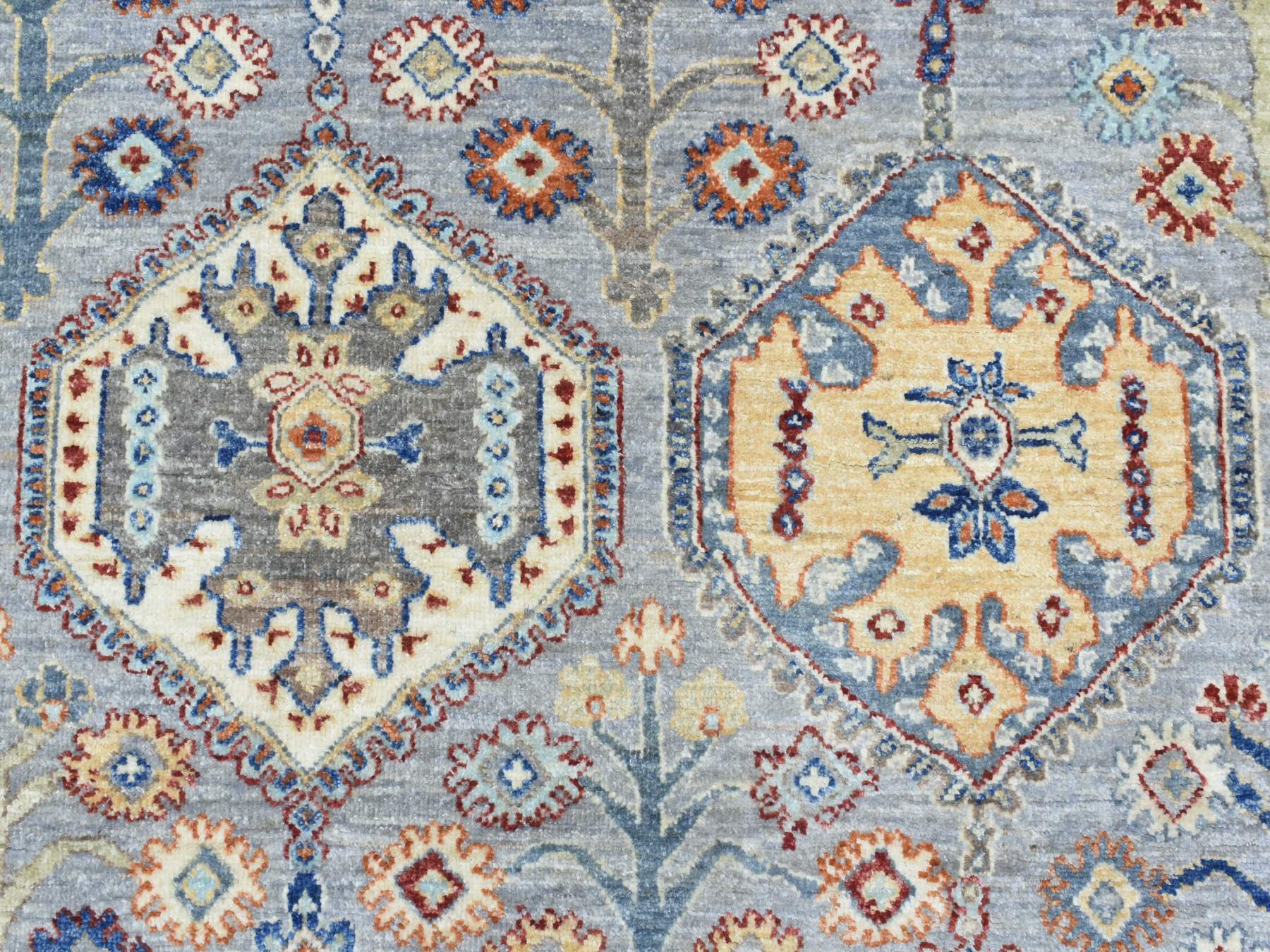 Ersari Tribal & Geometric hand-knotted wool rug in Gray & Light Blue, 7'10" x 9'6" — SKU O072577 (view 8)