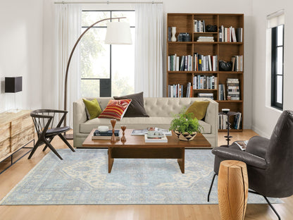Heriz Oushak hand-knotted wool rug in Ivory & Stone Gray, 6'2" x 8'9" — SKU O072582 (view 2)