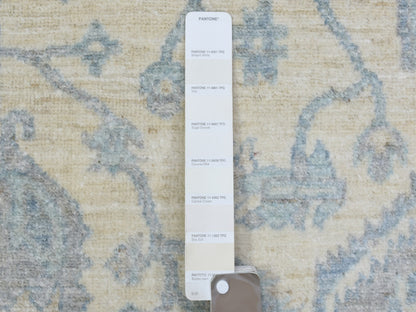 Heriz Oushak hand-knotted wool rug in Ivory & Stone Gray, 6'2" x 8'9" — SKU O072582 (view 4)