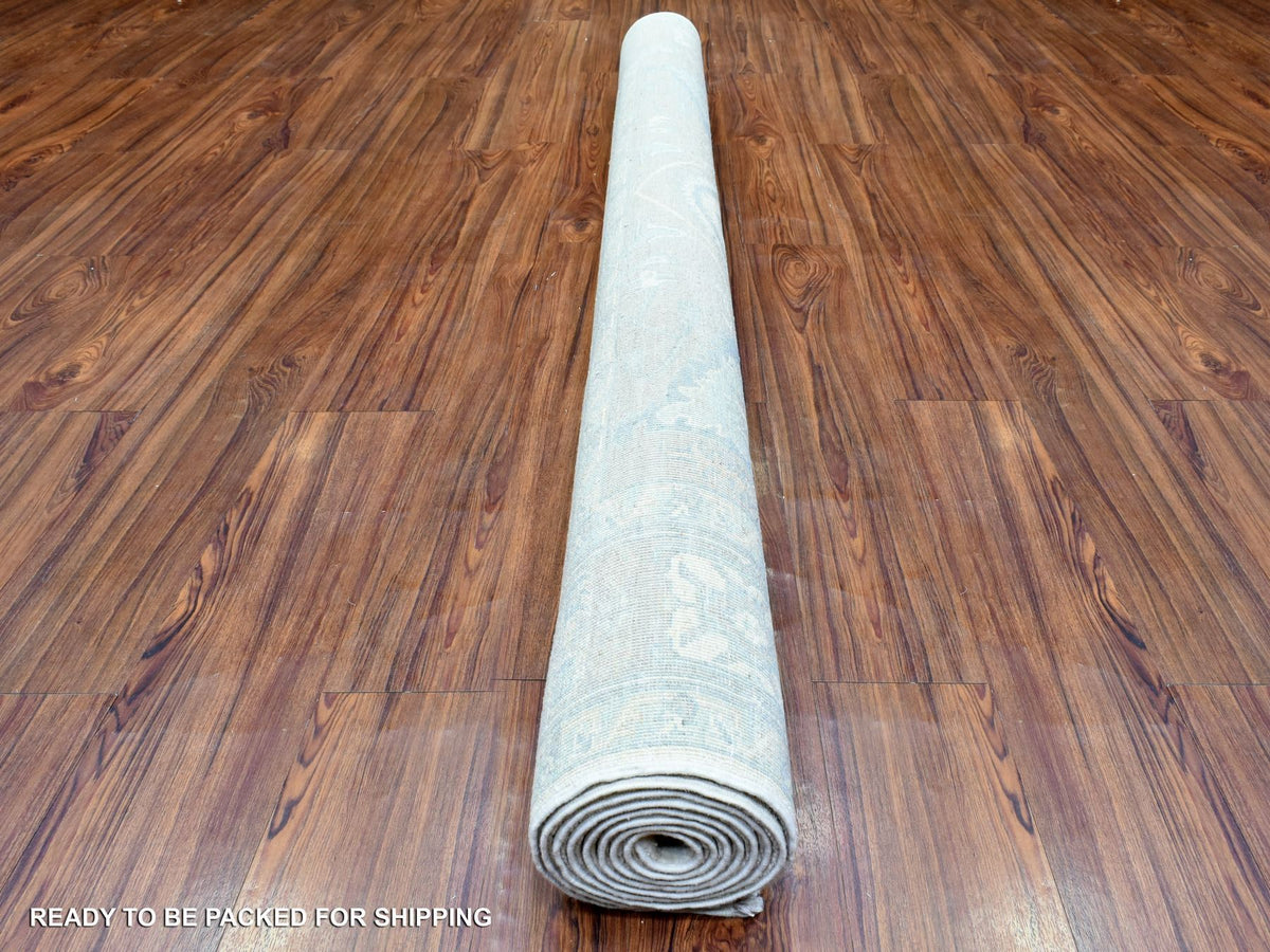 Heriz Oushak hand-knotted wool rug in Ivory & Stone Gray, 6'2" x 8'9" — SKU O072582 (view 5)