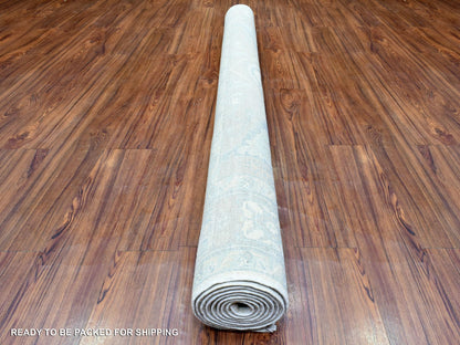 Heriz Oushak hand-knotted wool rug in Ivory & Stone Gray, 6'2" x 8'9" — SKU O072582 (view 5)