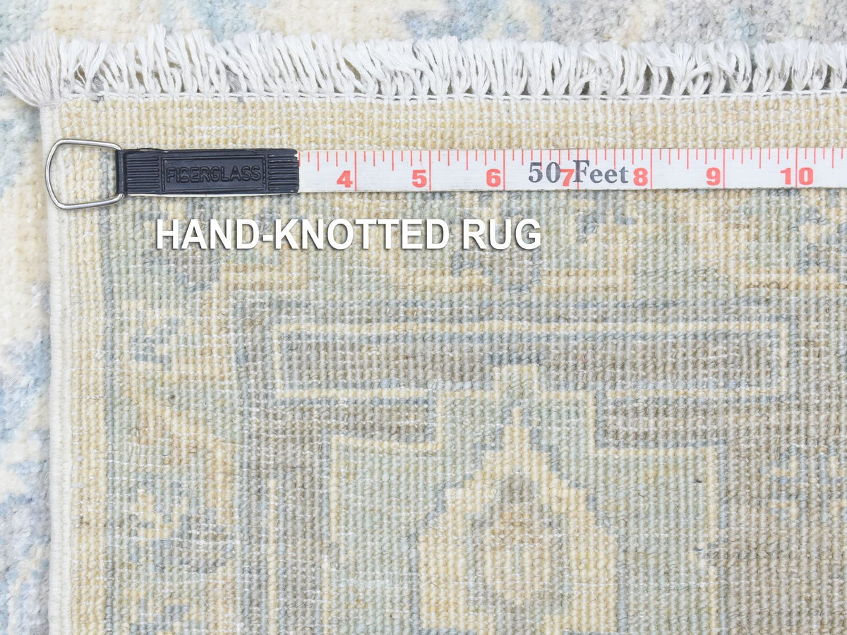 Heriz Oushak hand-knotted wool rug in Ivory & Stone Gray, 6'2" x 8'9" — SKU O072582 (view 7)