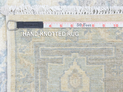 Heriz Oushak hand-knotted wool rug in Ivory & Stone Gray, 6'2" x 8'9" — SKU O072582 (view 7)