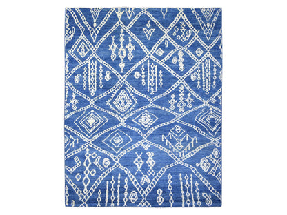 Blue 12'2" x 15'2" Tribal & Geometric Hand knotted Wool Rug - Sku: O072613