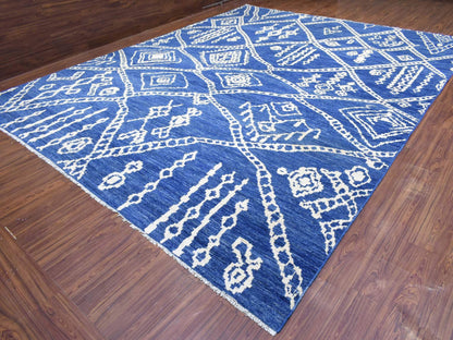 Blue 12'2" x 15'2" Tribal & Geometric Hand knotted Wool Rug - Sku: O072613