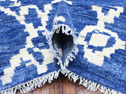 Blue 12'2" x 15'2" Tribal & Geometric Hand knotted Wool Rug - Sku: O072613