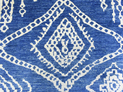 Blue 12'2" x 15'2" Tribal & Geometric Hand knotted Wool Rug - Sku: O072613