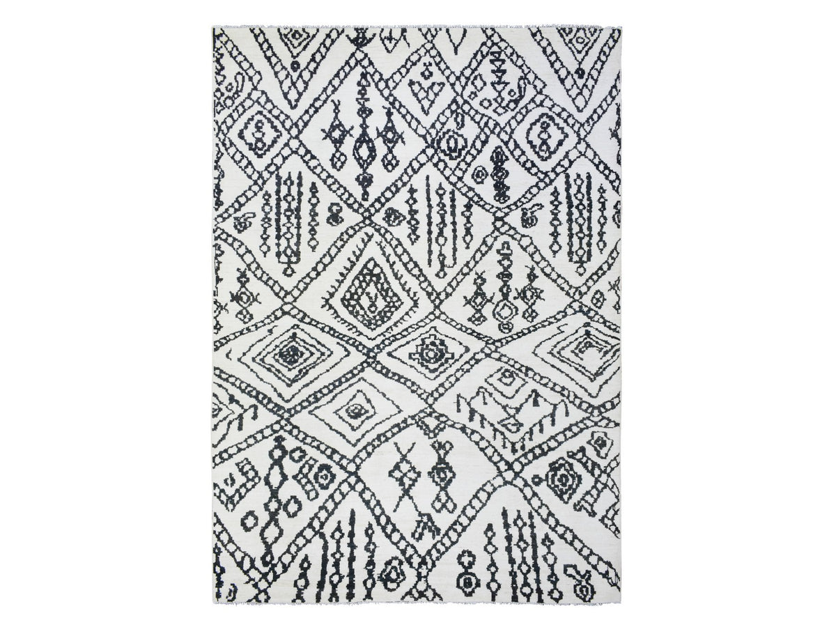 Tribal & Geometric hand-knotted wool rug in Ivory, 9'10" x 13'8" — SKU O072616