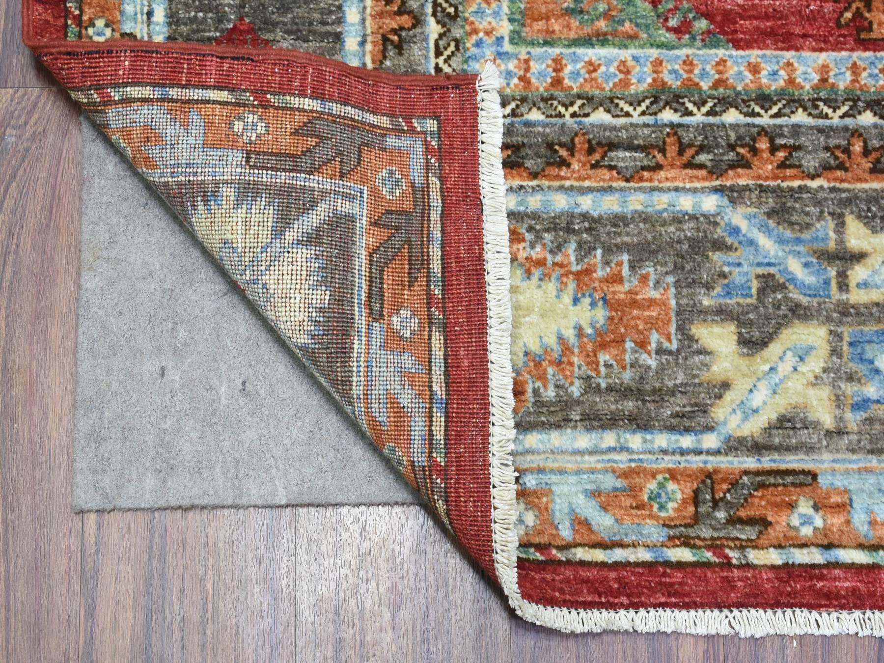Ersari Tribal & Geometric hand-knotted wool rug in Red & Gray, 8' x 9'7" — SKU O072623 (view 4)