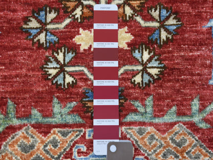 Ersari Tribal & Geometric hand-knotted wool rug in Red & Gray, 8' x 9'7" — SKU O072623 (view 7)