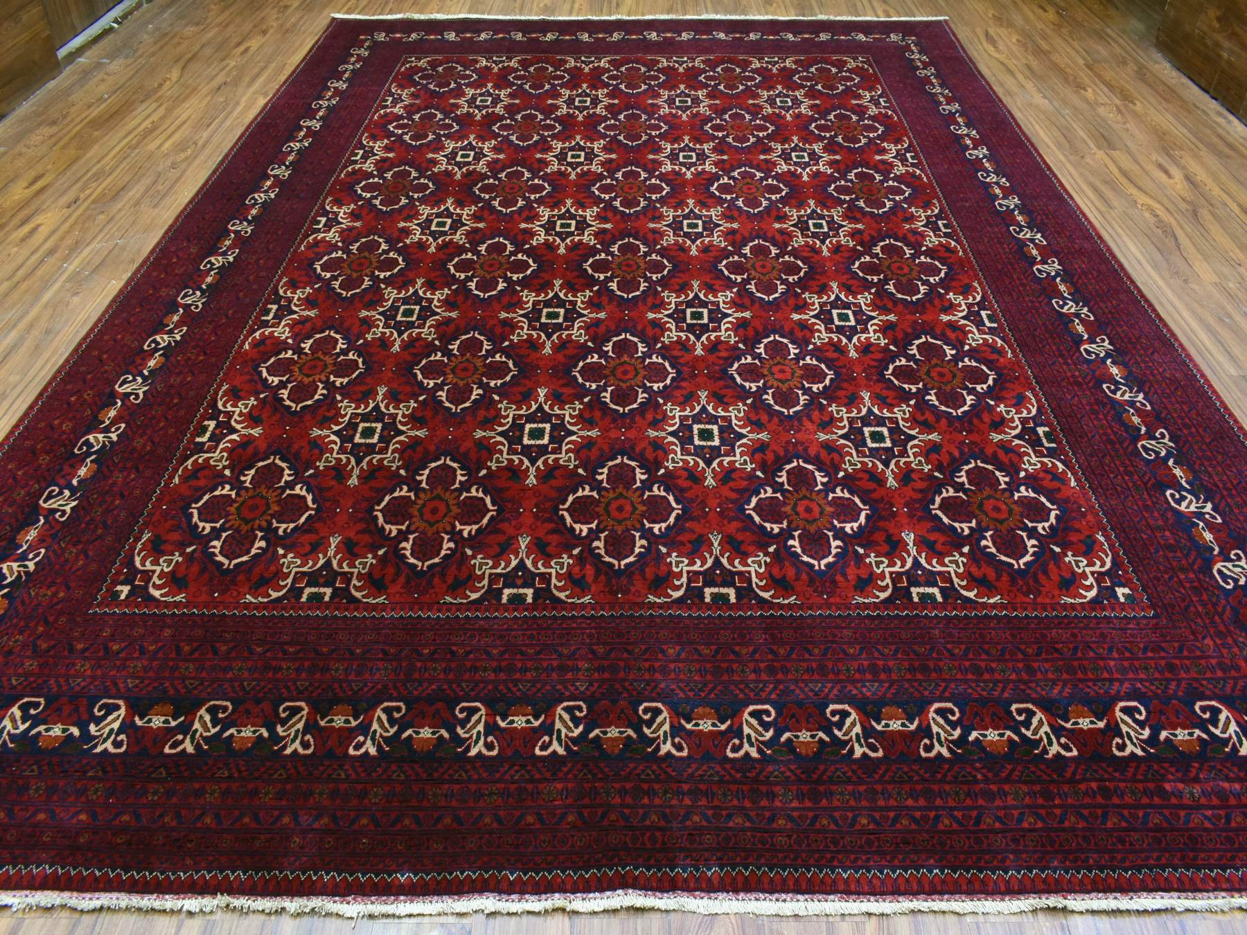 Tribal & Geometric hand-knotted wool rug in Red, 10' x 13'8" — SKU O072662 (view 2)