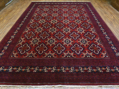 Tribal & Geometric hand-knotted wool rug in Red, 10' x 13'8" — SKU O072662 (view 2)