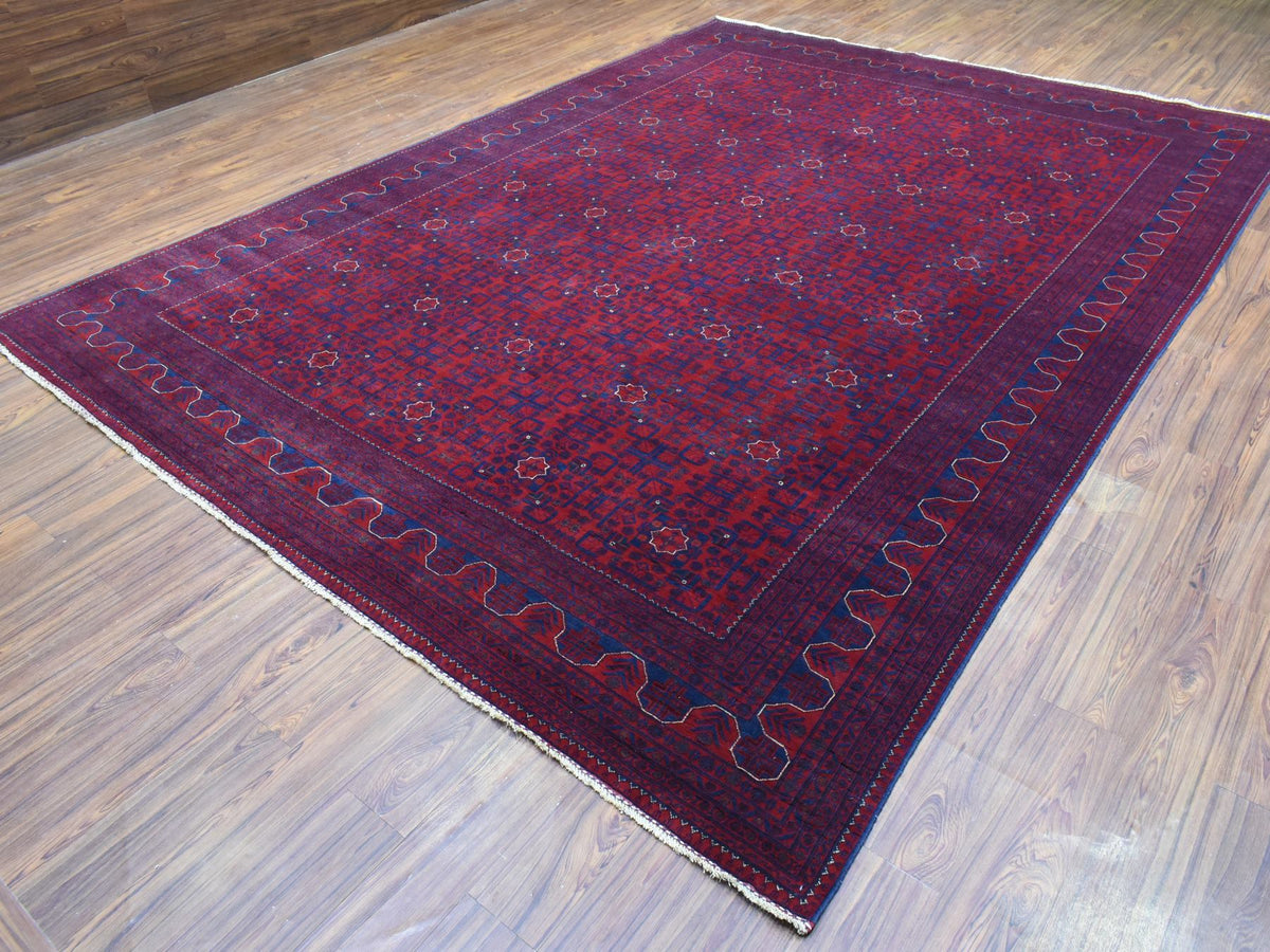 Tribal Tribal & Geometric hand-knotted wool rug in Red, 9'8" x 13'1" — SKU O072668 (view 3)