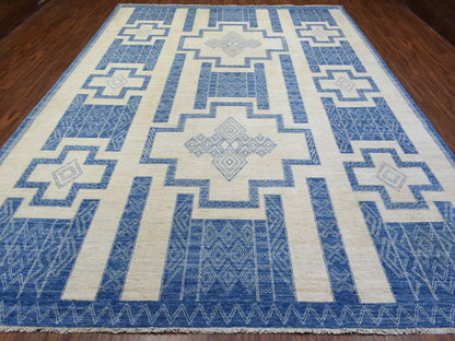 Blue 10'1" x 13'9" Oushak And Peshawar Hand knotted Wool Rug - Sku: O072671