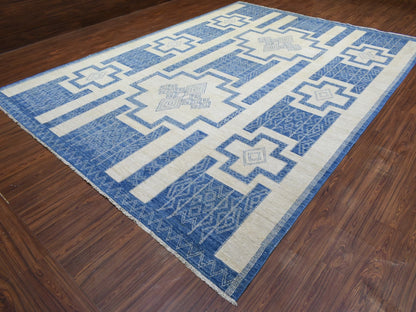 Blue 10'1" x 13'9" Oushak And Peshawar Hand knotted Wool Rug - Sku: O072671