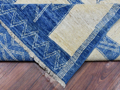 Blue 10'1" x 13'9" Oushak And Peshawar Hand knotted Wool Rug - Sku: O072671