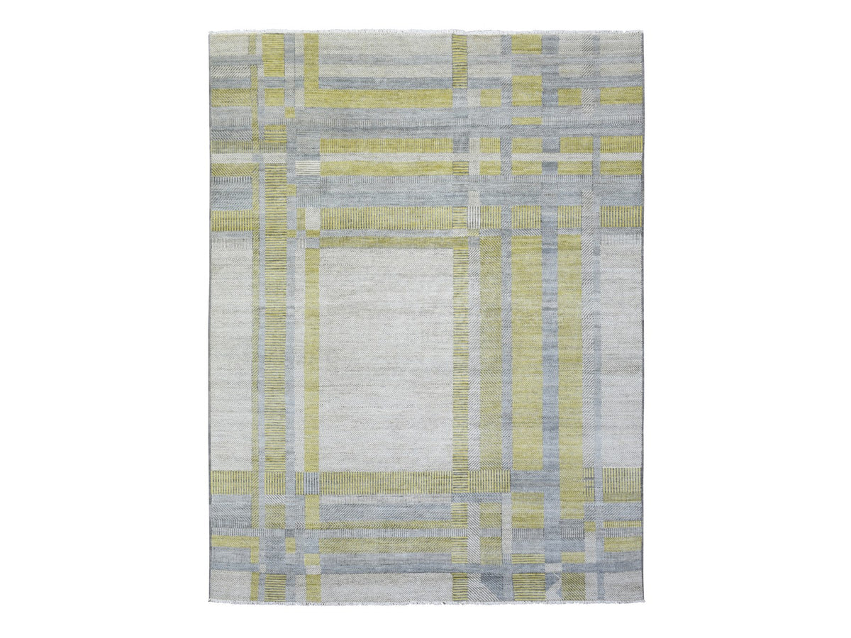Modern / Contemporary hand-knotted wool rug in Gray, 7'9" x 10'2" — SKU O072672