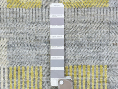 Grey 7'9" x 10'2" Modern / Contemporary Hand knotted Wool Rug - Sku: O072672