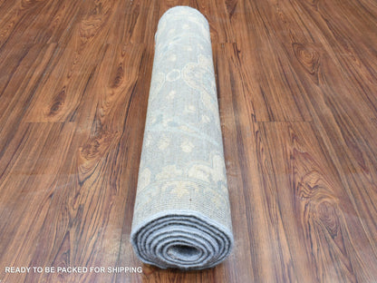 Grey 2'8" x 7'7" Oushak And Peshawar Hand knotted Wool Rug - Sku: O072687