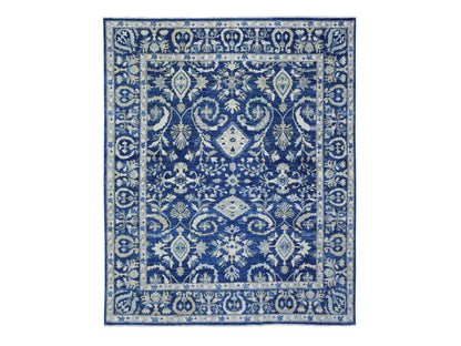 Blue 8'0" x 10'0" Oushak And Peshawar Hand knotted Wool Rug - Sku: O072689
