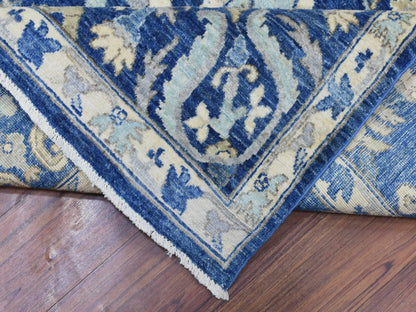 Blue 8'0" x 10'0" Oushak And Peshawar Hand knotted Wool Rug - Sku: O072689