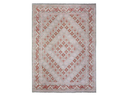 Tribal & Geometric hand-knotted wool rug in Red, 9' x 12' — SKU O072699
