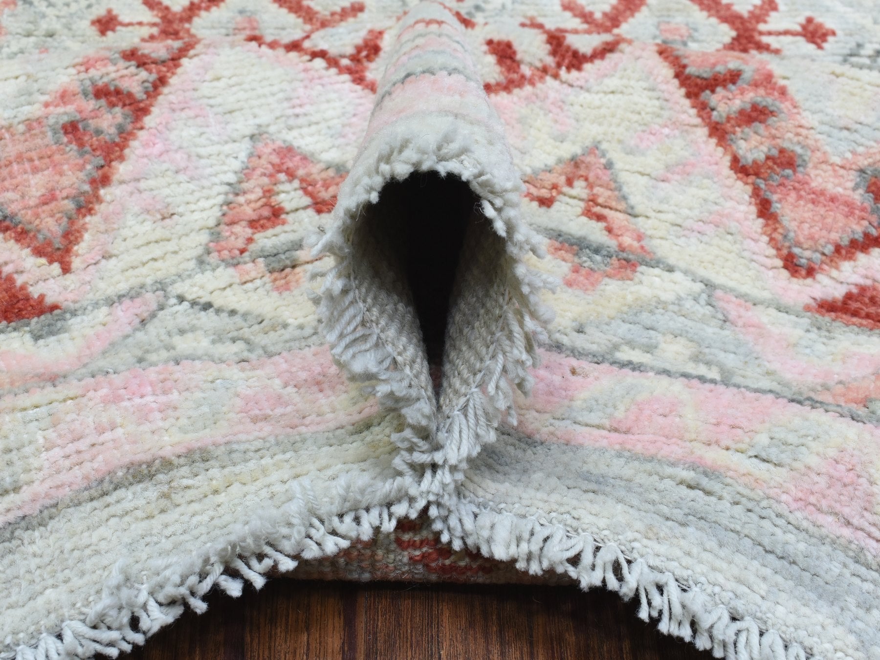 Tribal & Geometric hand-knotted wool rug in Red, 9' x 12' — SKU O072699 (view 5)