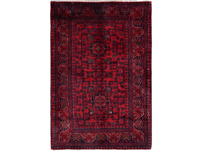 Tribal Tribal & Geometric hand-knotted wool rug in Red, 2'8" x 3'11" — SKU O0726