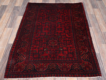 Tribal Tribal & Geometric hand-knotted wool rug in Red, 2'8" x 3'11" — SKU O0726 (view 2)