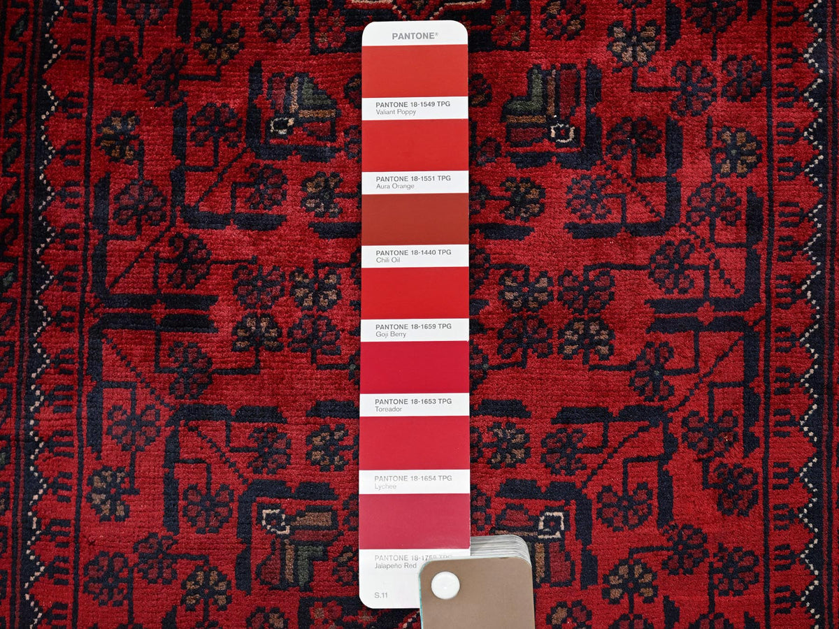Tribal Tribal & Geometric hand-knotted wool rug in Red, 2'8" x 3'11" — SKU O0726 (view 4)